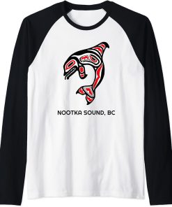 Nootka Sound, BC Native American Orca Killer Whales Gift Raglan Baseball Tee