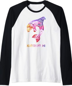 Tribal Kapalua Orca Killer Whale Indigenous Native Raglan Baseball Tee