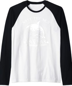 Save The Sea Pandas Orca Whale Gift Killer Whale Raglan Baseball Tee