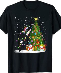 Orca Christmas Tree Lights Pajama Santa Orca Lover Xmas T-Shirt