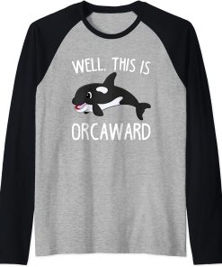 Funny Killer Whale orcaward, Awkward Orca Introvert Gift Raglan Baseball Tee