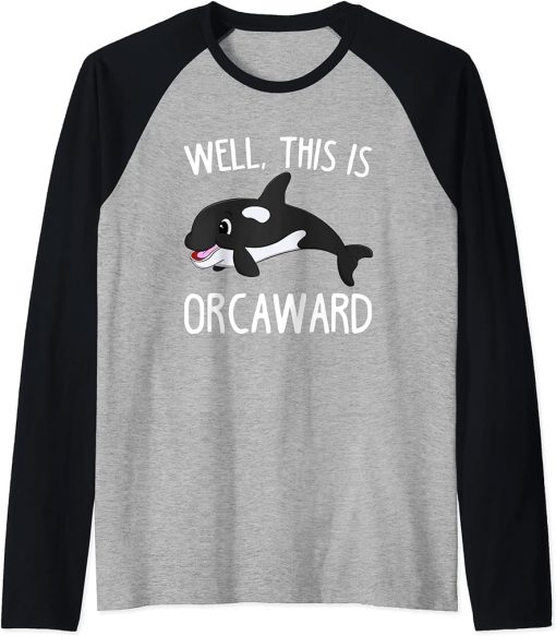 Funny Killer Whale orcaward, Awkward Orca Introvert Gift Raglan Baseball Tee