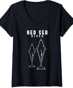 Womens Diving Dolphin Egypt Red Sea Diver Tumbler Scuba V-Neck T-Shirt